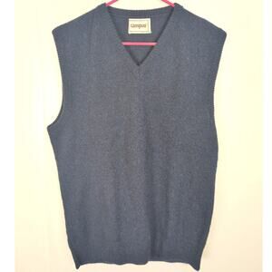 Vintage Campus blue wool sweater vest Size Lrg Grandpacore Preppy USA made Retro